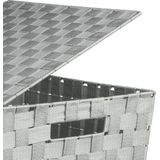 5Five Wasmand gevlochten Rotan - grijs - 57 liter - 33 x 33 x 53 cm - met deksel