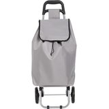 5Five Boodschappen trolley tas - inhoud 30 liter - grijs - met wielen - Boodschappentas - 35 x 28 x 92 cm