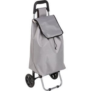 5Five Boodschappen trolley tas - inhoud 30 liter - grijs - met wielen - Boodschappentas - 35 x 28 x 92 cm