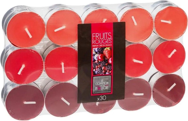 Atmosphera Geurkaars waxine/theelichtjes - 30x stuks - Rood fruit - 3,5 branduren