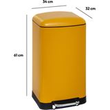 5Five Prullenbak - Geel - Metaal - 30 Liter