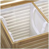 5Five Wasmand Bamboe - Dubbele bak - 2x 50 liter compartiment - 58 x 40 x 60 cm - met deksel