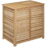 5Five Wasmand Bamboe - Dubbele bak - 2x 50 liter compartiment - 58 x 40 x 60 cm - met deksel