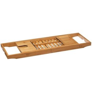 Luxe bamboe badplank uitschuifbaar/verstelbaar 70-105 x 22 x 4 cm - Houten plank voor het bad