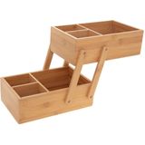 Luxe make-up Organizer met 2 traps –  Bamboe Hout