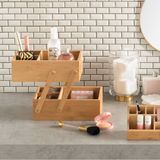 Luxe make-up Organizer met 2 traps –  Bamboe Hout