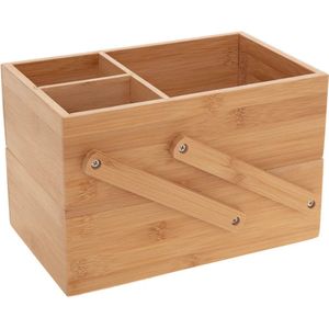 Luxe make-up Organizer met 2 traps –  Bamboe Hout
