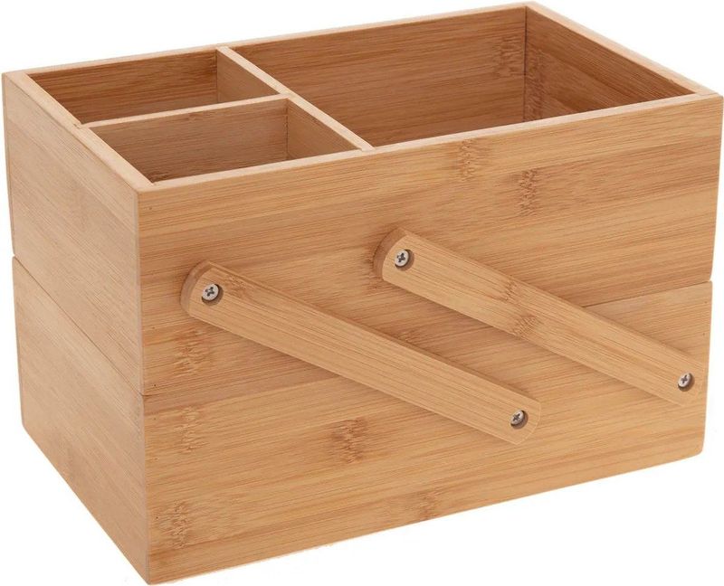Luxe make-up Organizer met 2 traps –  Bamboe Hout
