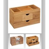 Sieraden/make-up organizer met 3 vakken en 2 lades 24 x 14,5 cm van bamboe - Sieradenkastje - Make-upkastje - Organizers