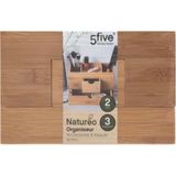 Sieraden/make-up organizer met 3 vakken en 2 lades 24 x 14,5 cm van bamboe - Sieradenkastje - Make-upkastje - Organizers