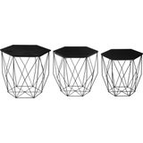 Atmosphera Bijzettafel set van 3 Kumi Octo Zwart - Salontafel - Bijzettafels - Black On Black