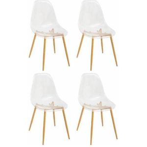 SET 4x Eetkamerstoel TAHO bruin/doorzichtig