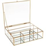 Sieradenbox - Transparant Glas - Mat Gouden Frame - Medium en Large