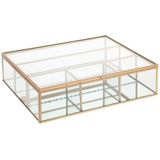 Sieradenbox - Transparant Glas - Mat Gouden Frame - Medium en Large