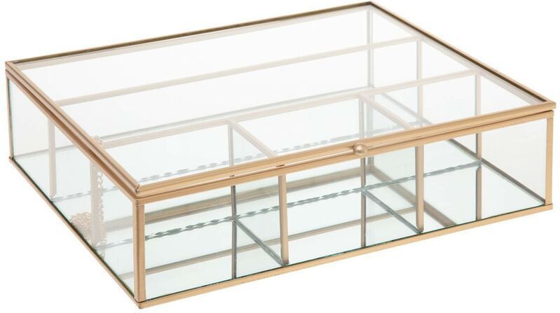 Sieradenbox - Transparant Glas - Mat Gouden Frame - Medium en Large