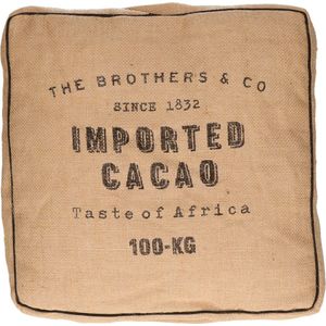 Atmosphera Vloerkussen Cacao - Jute - Katoen - 40 X 40 X 12 cm - Vierkant - Extra Dik