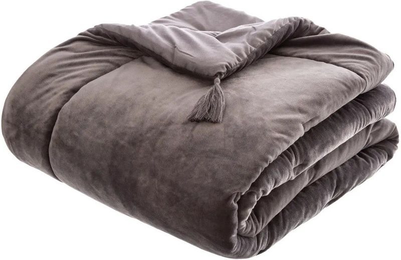 Atmosphera - Sonia - Bedsprei - Donkergrijs - 80 x 180 cm - Polyester - Extra Dik