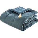 Atmosphera - Sonia - Bedsprei - Blauw - Fluweel, Extra Dik, 80 x 180 cm, Polyester
