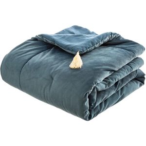 Atmosphera - Sonia - Bedsprei - Blauw - Fluweel, Extra Dik, 80 x 180 cm, Polyester