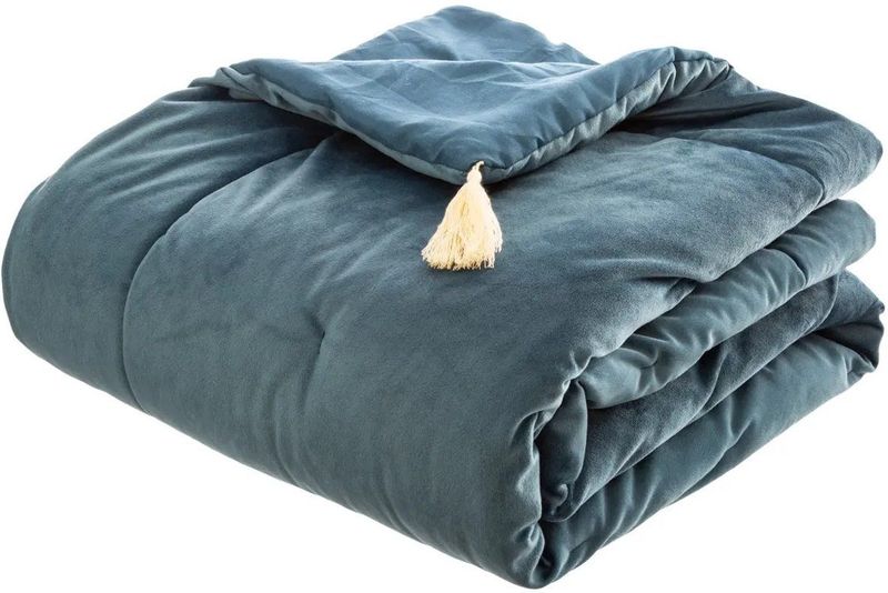 Atmosphera - Sonia - Bedsprei - Blauw - Fluweel, Extra Dik, 80 x 180 cm, Polyester