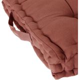 Atmosphera Deluxe Vloerkussen 40x40x8cm met handvat en 4 knopen - Terracotta