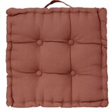 Atmosphera Deluxe Vloerkussen 40x40x8cm met handvat en 4 knopen - Terracotta