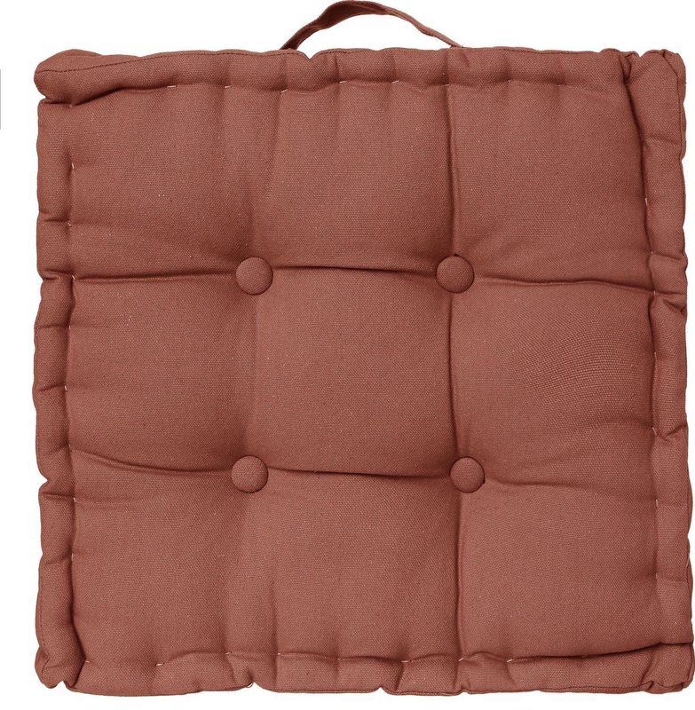 Atmosphera Deluxe Vloerkussen 40x40x8cm met handvat en 4 knopen - Terracotta