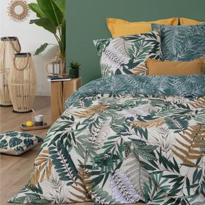 Yellow Percale dekbedovertrek - Cognac Brown
