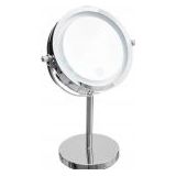 Make-up spiegel/scheerspiegel met LED verlichting op voet 18 cm - Badkamer spiegels met licht