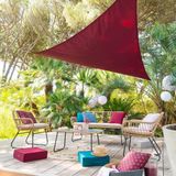 Schaduwdoek/zonnescherm Curacao driehoek bordeaux rood waterafstotend polyester - 3 x 3 x 3 meter - Terras/tuin zonwering