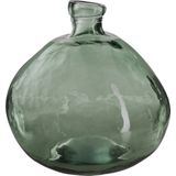 Atmosphera bloemenvaas Genua - Organische bol fles vorm - groen transparant - glas - H22 x D21 cm