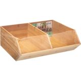 5Five Stapelbare opbergmand 1 vaks organizer - L18 x B31 x H12 cm - bamboe hout - lichtbruin