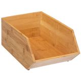 5Five Stapelbare opbergmand 1 vaks organizer - L18 x B31 x H12 cm - bamboe hout - lichtbruin