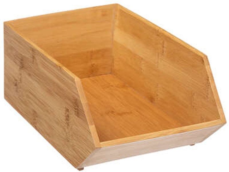5Five Stapelbare opbergmand 1 vaks organizer - L18 x B31 x H12 cm - bamboe hout - lichtbruin
