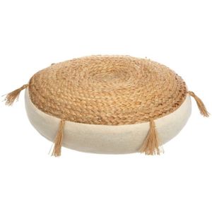 Atmosphera Vloerkussen Rituals - beige - jute/katoen - 38 x 8 cm - Extra dik rond grond zitkussen/matraskussen