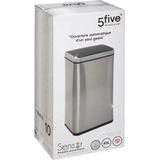 5five Simply Smart Afvalbak, automatisch, 40 liter, roestvrij staal, zilver