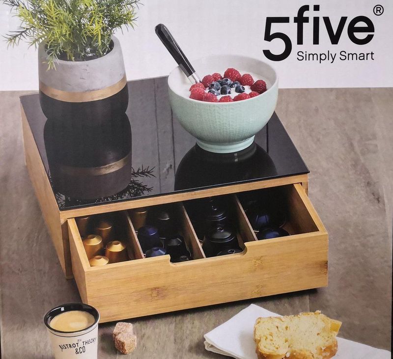 Luxe Capsulehouder voor koffiecups - Bamboe - Koffieapparaat stand met lade voor koffiecups - Stijlvolle koffiecupshouder