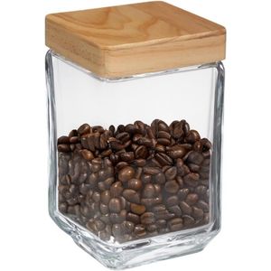 Voorraadbus/voorraadpot 1,7L glas met houten deksel - 1700 ml - Voorraadpotten met luchtdichte sluiting