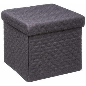 5Five Poef/Hocker/opbergbox - donkergrijs - polyester/mdf - 31 x 31 cm - opvouwbaar