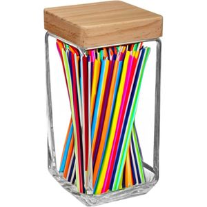 Voorraadbus/voorraadpot 2L glas met houten deksel - 2000 ml - Voorraadpotten met luchtdichte sluiting