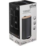 5Five prullenbak/pedaalemmer Bamboe - zwart - metaal - 30 liter - 38 x 29 x 60 cm - keuken