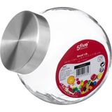 Snoeppot/voorraadpot 1,5L glas met RVS deksel - 1500 ml - Voorraadpotten met luchtdichte sluiting