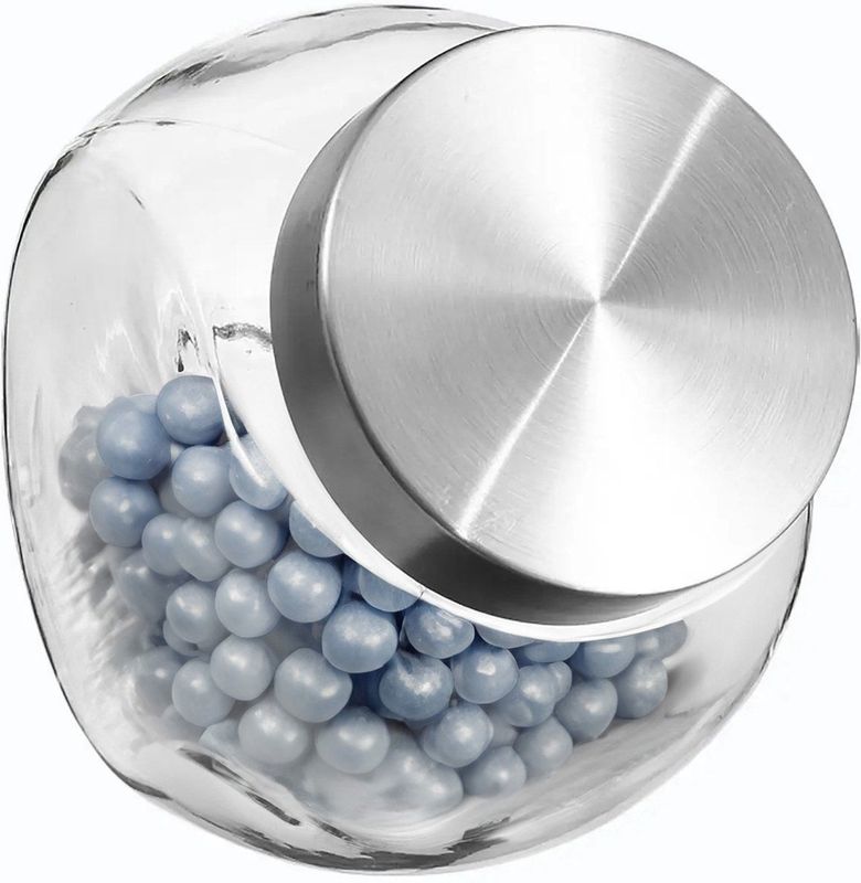 Snoeppot/voorraadpot 1,5L glas met RVS deksel - 1500 ml - Voorraadpotten met luchtdichte sluiting