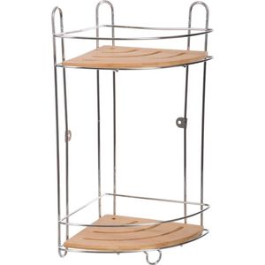 Doucherekje/badkamerrekje hoek metaal met 3 lagen 20 x 20 x 40 cm - Opberg rekjes voor shampoo/douchegel