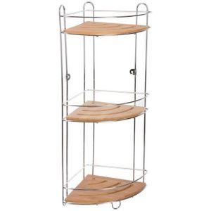 Doucherekje/badkamerrekje hoek metaal met 3 lagen 20 x 20 x 56 cm - Opberg rekjes voor shampoo/douchegel