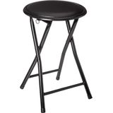 5five Bijzet krukje/stoel - Opvouwbaar - zwart/zwart - 46 cm