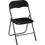 5Five Klapstoel met pvc zitting - zwart - 44 x 48 x 79 cm - metaal - Bijzet stoelen - Inklapbaar