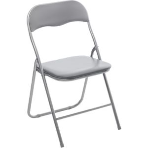 5Five Klapstoel met pvc zitting - lichtgrijs - 44 x 48 x 79 cm - metaal - Bijzet stoelen - Inklapbaar