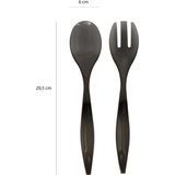 5Five Sla bestek/couvert - 2 delig - grijs - kunststof - 29 cm - saladebestek/slacouvert - opscheplepels fruit/groente