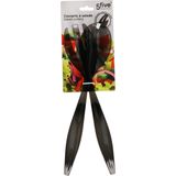 5Five Sla bestek/couvert - 2 delig - grijs - kunststof - 29 cm - saladebestek/slacouvert - opscheplepels fruit/groente